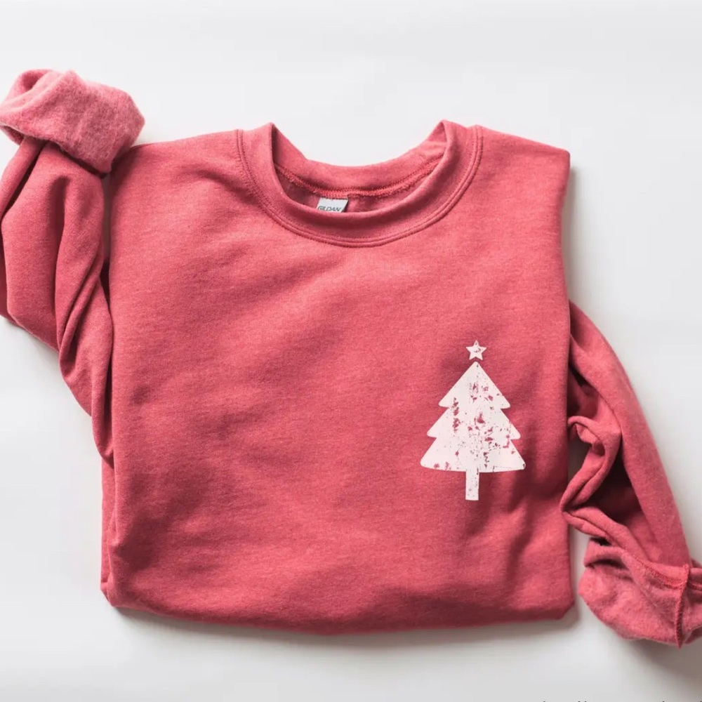 Xmas Tree Pocket Heather Red Sweatshirt